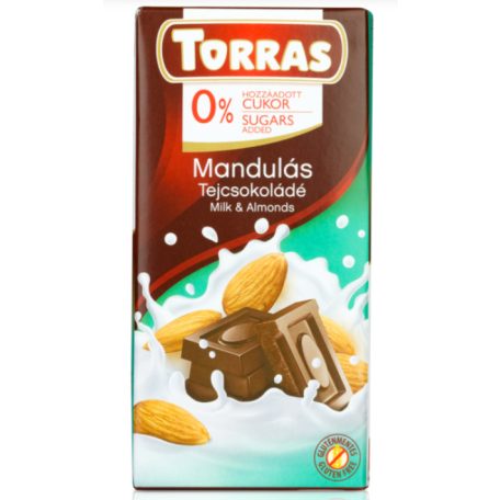 Torras Mandulás tejcsokoládé hozzáadott cukor nélkül 75g