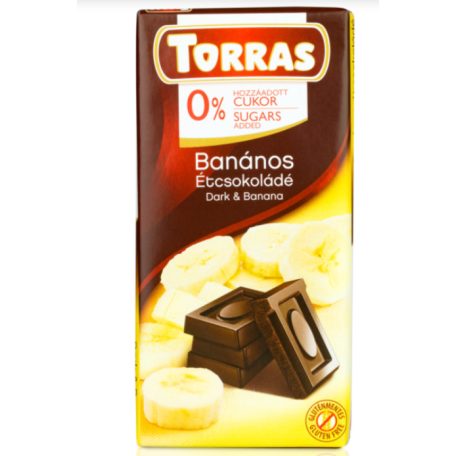 Torras Banános étcsokoládé hozzáadott cukor nélkül 75g