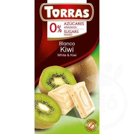 Torras Kiwis fehércsokoládé hozzáadott cukor nélkül 75g