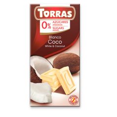   Torras Kókuszos fehércsokoládé  hozzáadott cukor nélkül 75g